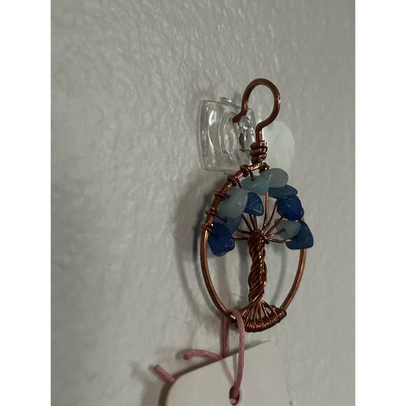 Handmade Copper and Serpentine Crystal Tree of life 3.5x2” Wall Decor - Picture 4 of 5